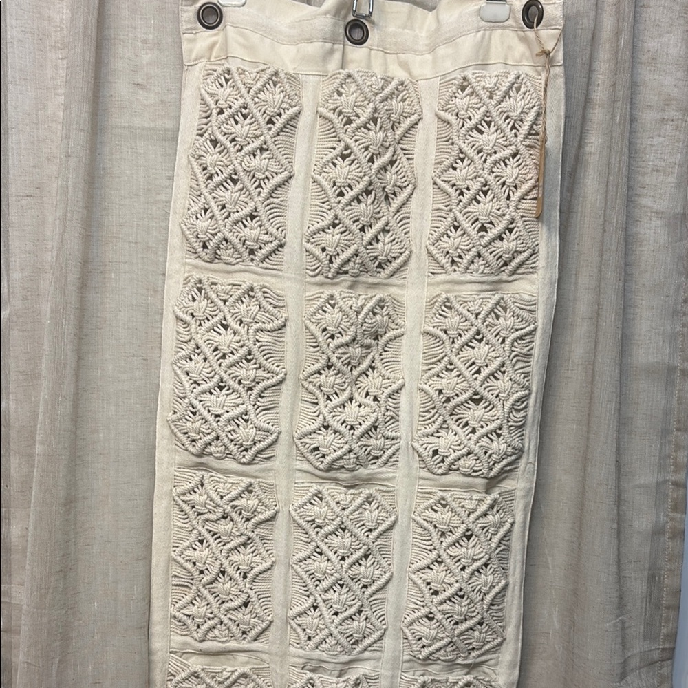 Cream macramé hanging organizer